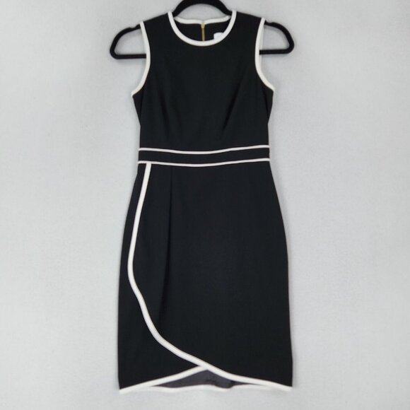 Calvin Klein Dresses & Skirts - Calvin Klein Dress Womens 2 Petite Black White Sheath Sleeveless Career Classic
